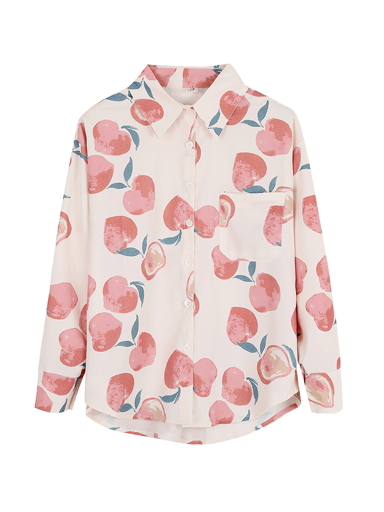 Women's Spring Retro Hong Kong Style Long Sleeve Chiffon Flower Shirt - Amazitshop