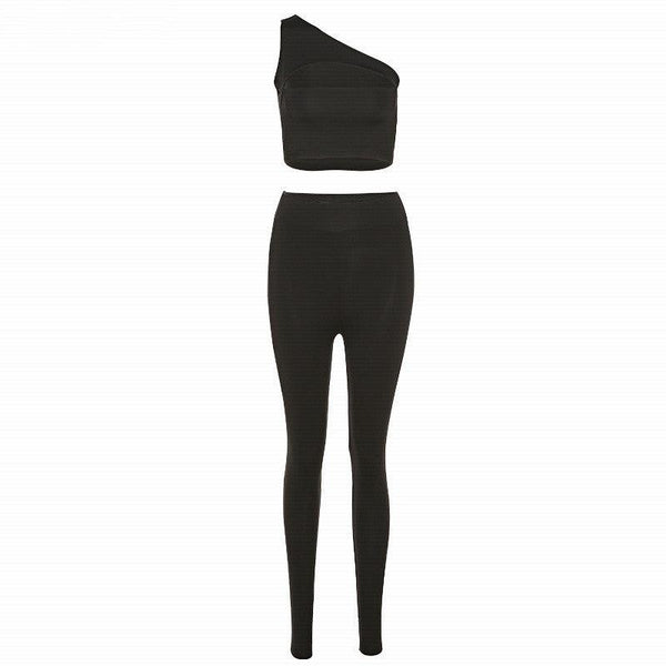 Women's Strapless Crop Tops Trousers Sports Outfits - Amazitshop
