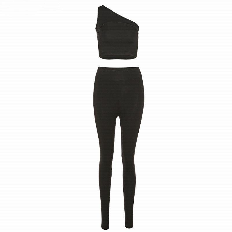 Women's Strapless Crop Tops Trousers Sports Outfits - Amazitshop