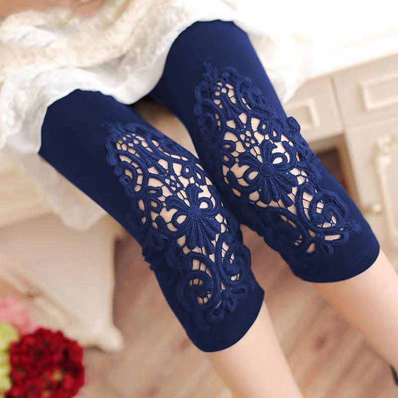 Women's Stretch Slim Fit Slim Hollow Lace Leggings - Amazitshop