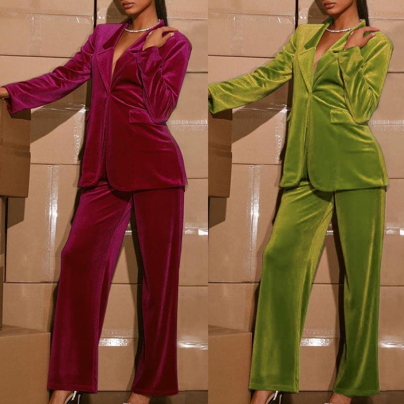 Women's Suits Coat Wide Leg Pants Suit - Amazitshop