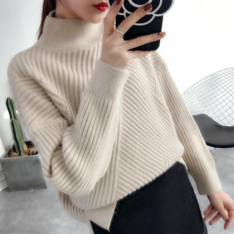 Women's Sweater Loose Lazy Half High Collar - Amazitshop