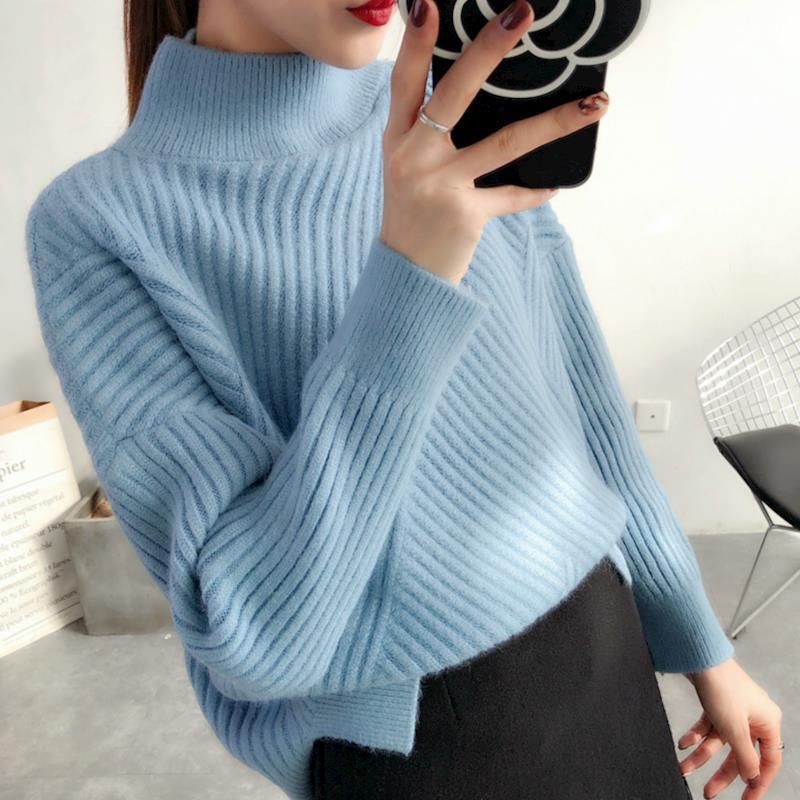 Women's Sweater Loose Lazy Half High Collar - Amazitshop