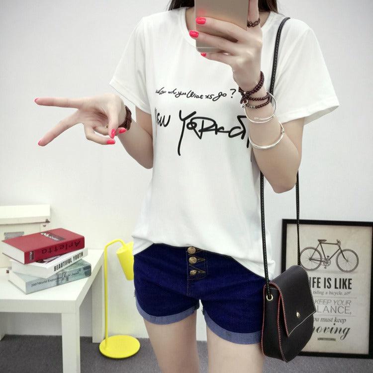 Women's t-shirt printing letters short - sleeved t-shirt women - Amazitshop