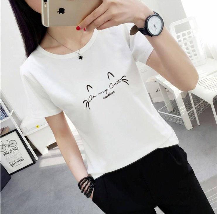 Women's t-shirt printing letters short - sleeved t-shirt women - Amazitshop