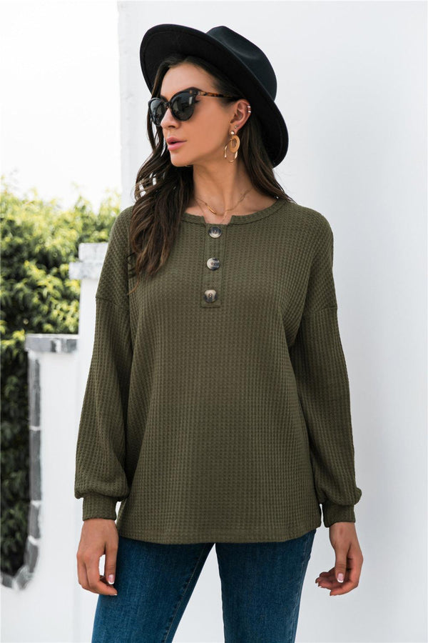 Women's Temperament Fashion Button Knit Tops - Amazitshop