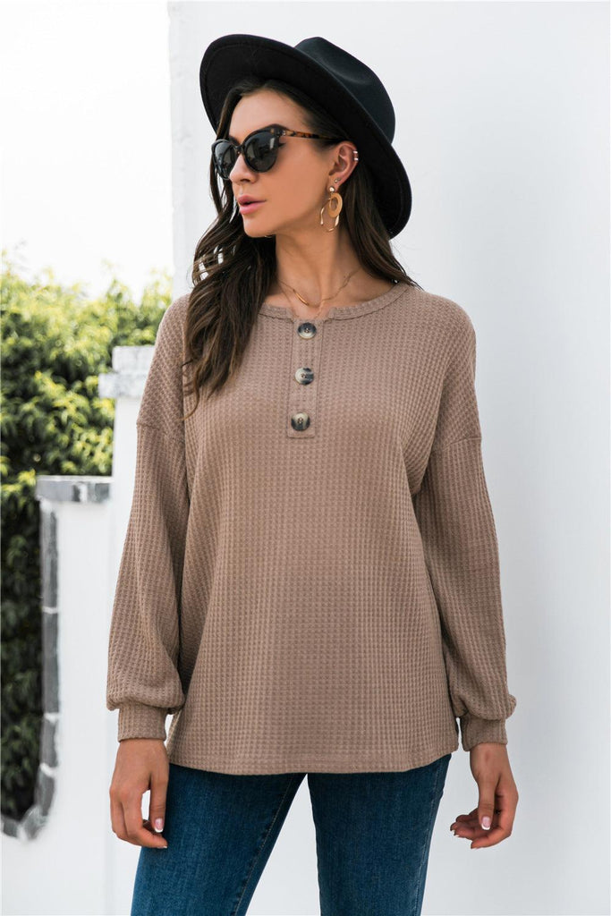 Women's Temperament Fashion Button Knit Tops - Amazitshop