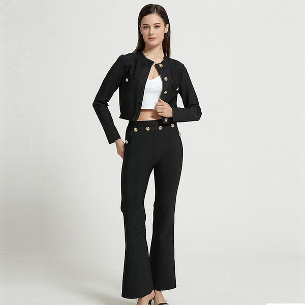 Women's Tops Slightly Flared High Waist Pants Two - piece Set - Amazitshop