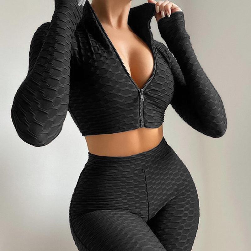 Women's Tracksuit Yoga Fitness Suit Activewear Set Tummy Control Butt Lift Long Sleeve Sport Clothing - Amazitshop