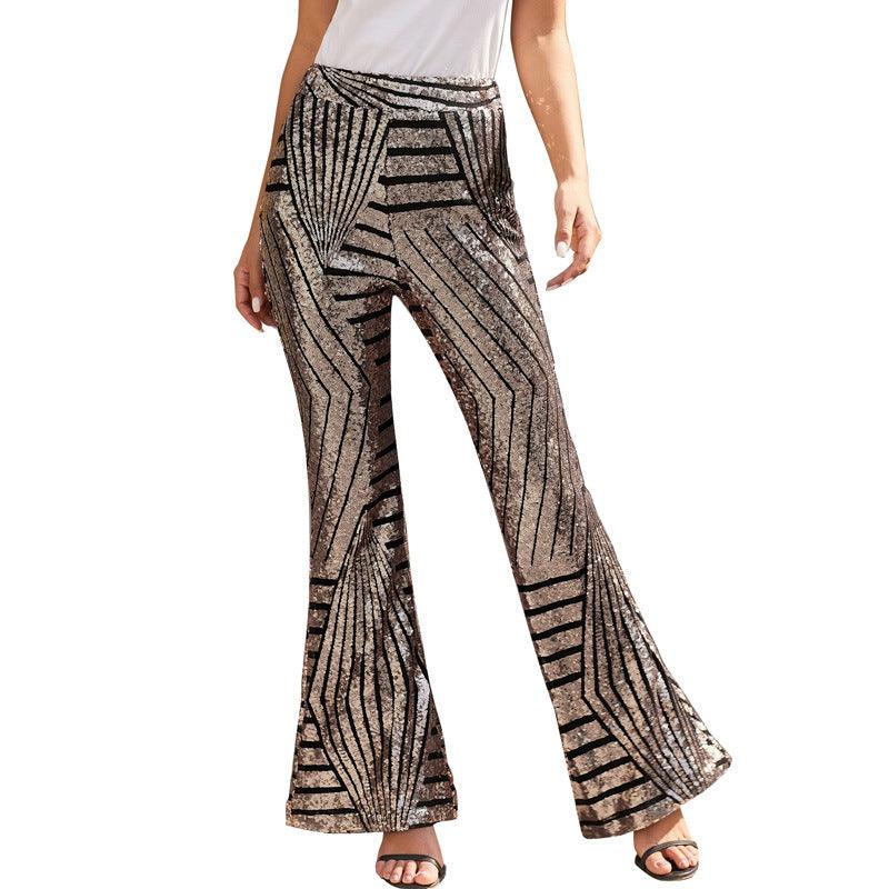 Women's Trousers Sequined High - waisted Bell Bottoms Slimming - Amazitshop