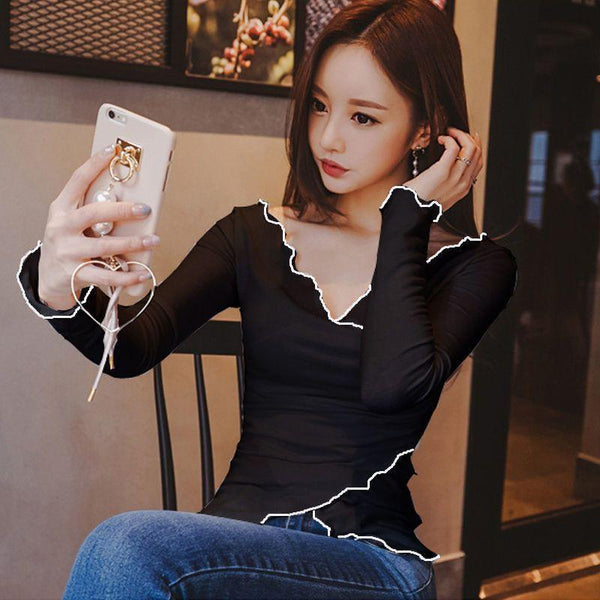 Women's Wooden Ear White T-shirt Tops - Amazitshop