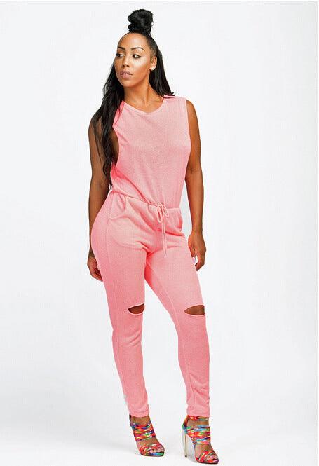 Women's Zippered Drawstring One - piece Pant Jumpsuit - Amazitshop