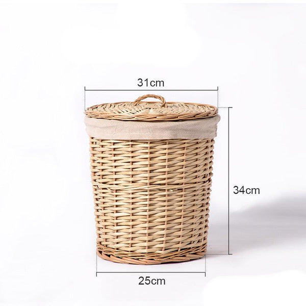 Woven Round Laundry Hamper Storage With Lid - Amazitshop