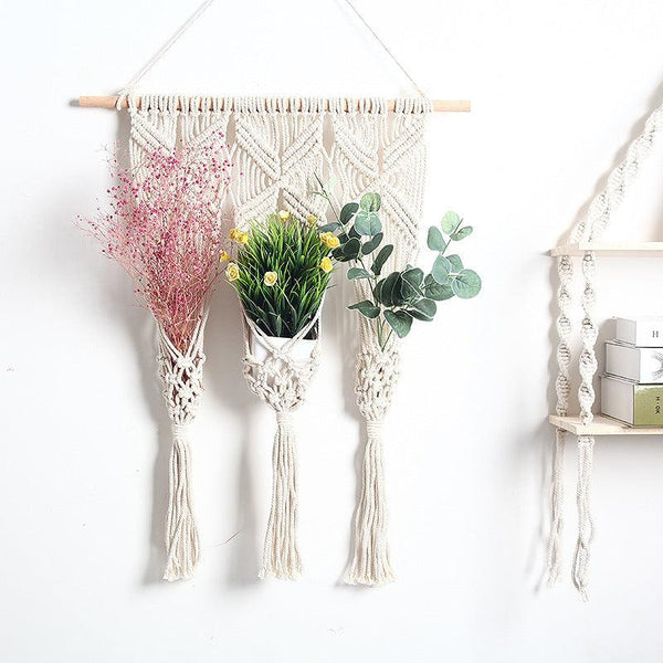 Woven Tapestry Bohemian Dried Flower Pot Rack - Amazitshop