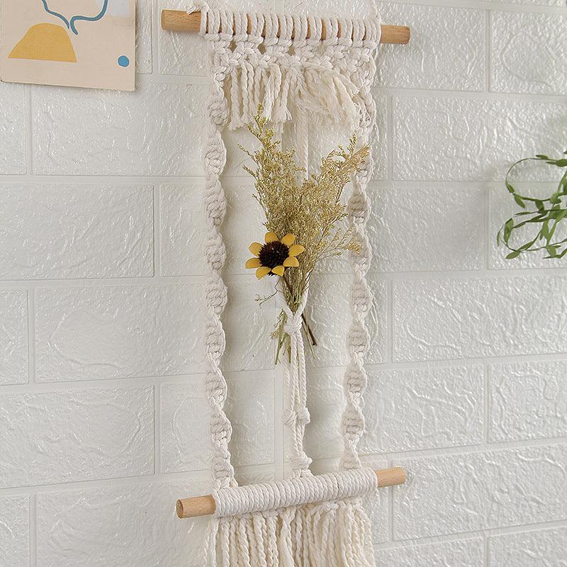 Woven Tapestry, Cotton Rope, Wall Hanging And Dried Flower Decoration - Amazitshop