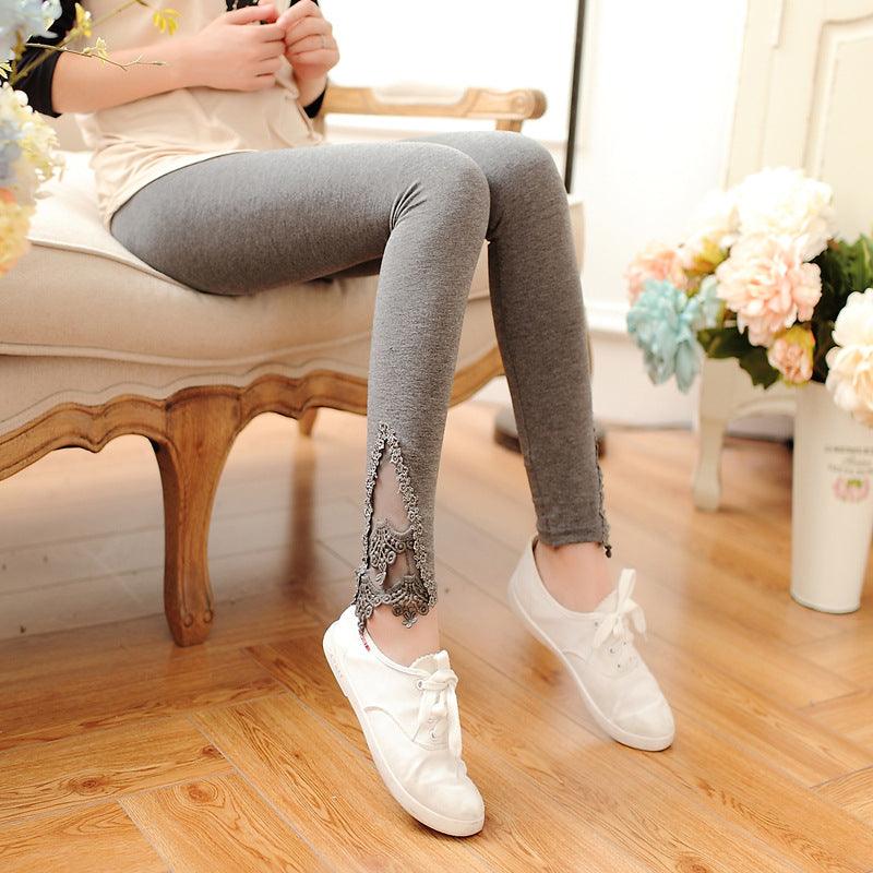 XS - 7XL Leggings Women Cotton Lace Decoration Leggings Leggins Plus Size Long Leggings - Amazitshop