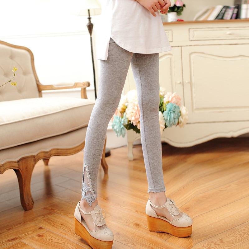 XS - 7XL Leggings Women Cotton Lace Decoration Leggings Leggins Plus Size Long Leggings - Amazitshop