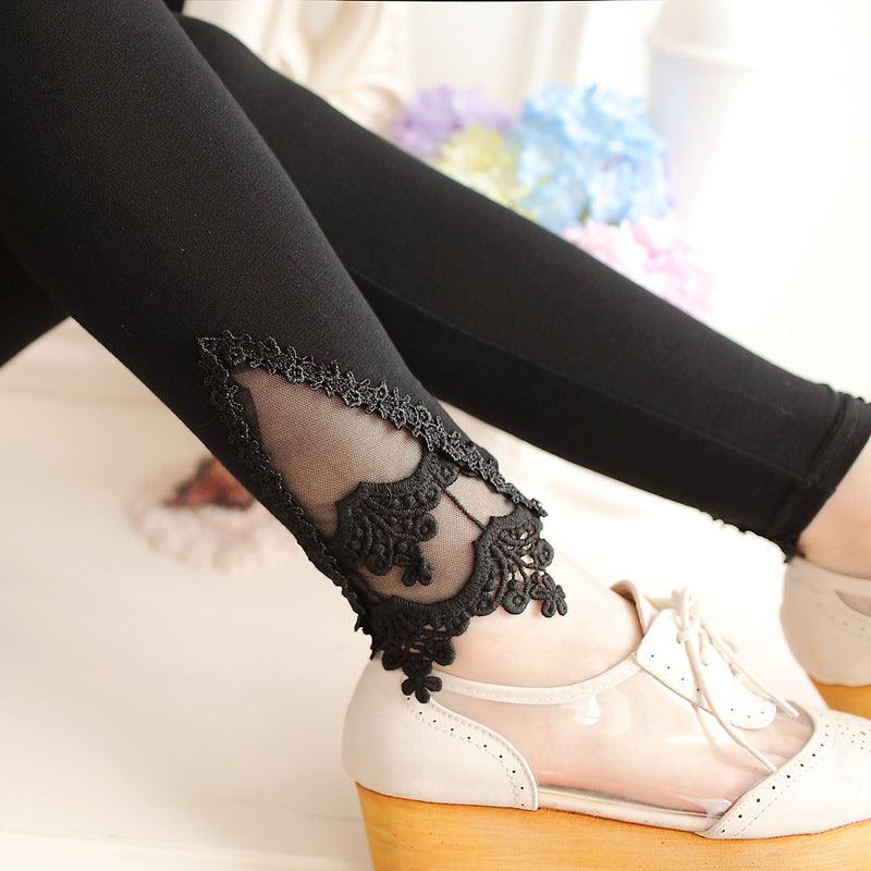 XS - 7XL Leggings Women Cotton Lace Decoration Leggings Leggins Plus Size Long Leggings - Amazitshop