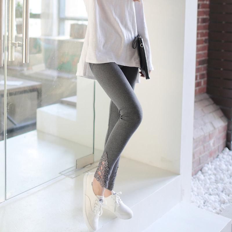 XS - 7XL Leggings Women Cotton Lace Decoration Leggings Leggins Plus Size Long Leggings - Amazitshop