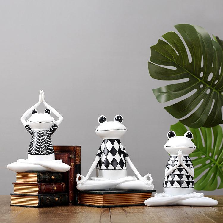 Yoga Frog Figurines Meditation Animal Ornaments Resin Statue Living Room Bedroom Interior Decor Office Home Decoration - Amazitshop