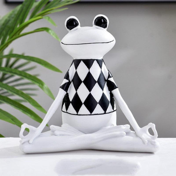 Yoga Frog Figurines Meditation Animal Ornaments Resin Statue Living Room Bedroom Interior Decor Office Home Decoration - Amazitshop