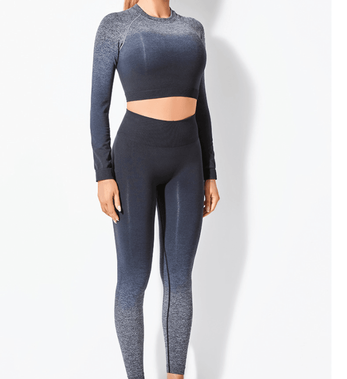 Yoga Wear Long Sleeve Suit Women Seamless Gradient Fitness Wear - Amazitshop
