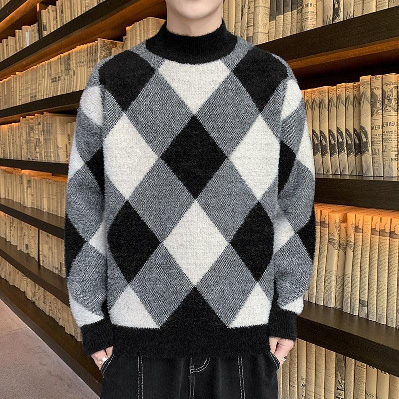 Young Handsome Half Turtleneck Sweater Men's Knitwear Trend Men's Clothing - Amazitshop