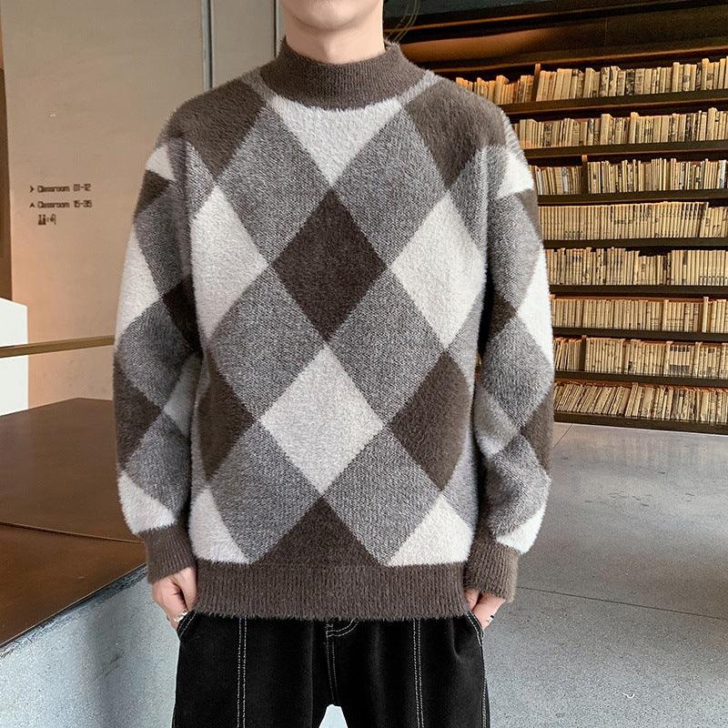 Young Handsome Half Turtleneck Sweater Men's Knitwear Trend Men's Clothing - Amazitshop