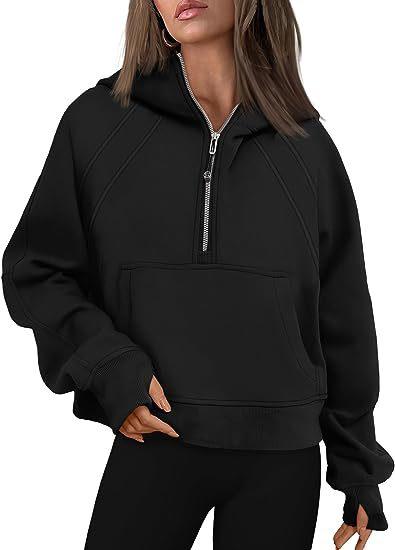 Zipper Hoodies Sweatshirts With Pocket Loose Sport Tops Long Sleeve Pullover Sweaters Winter Fall Outfits Women Clothing - Amazitshop