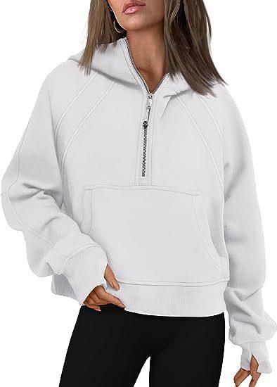Zipper Hoodies Sweatshirts With Pocket Loose Sport Tops Long Sleeve Pullover Sweaters Winter Fall Outfits Women Clothing - Amazitshop
