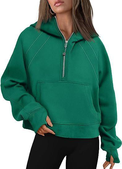 Zipper Hoodies Sweatshirts With Pocket Loose Sport Tops Long Sleeve Pullover Sweaters Winter Fall Outfits Women Clothing - Amazitshop