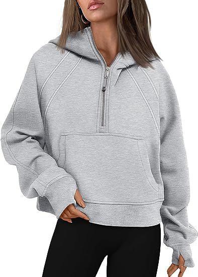 Zipper Hoodies Sweatshirts With Pocket Loose Sport Tops Long Sleeve Pullover Sweaters Winter Fall Outfits Women Clothing - Amazitshop