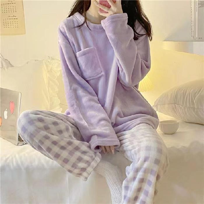 Autumn And Winter New Flannel Thickened Cute Loungewear - Amazitshop
