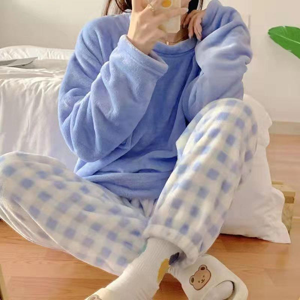 Autumn And Winter New Flannel Thickened Cute Loungewear - Amazitshop