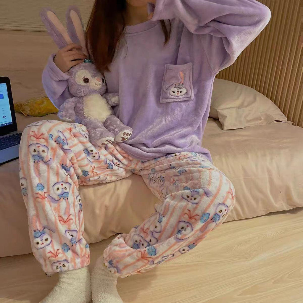 Autumn And Winter New Flannel Thickened Cute Loungewear - Amazitshop