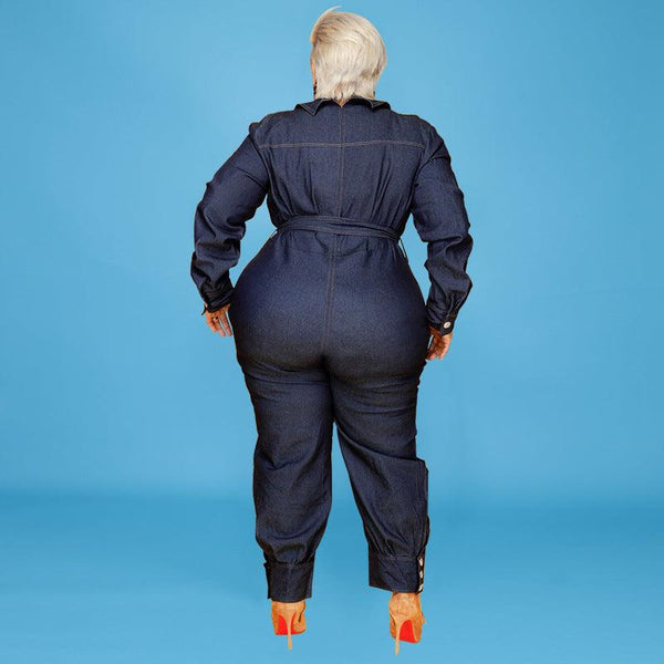 Autumn Lazada Rpmpers Plus Big Size Fat Women Denim Jumpsuit - Amazitshop
