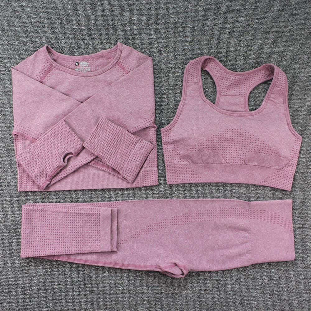 Best Seamless Dotted Three Piece Bra Long Sleeved Top And Trousers Suit Women - Amazitshop