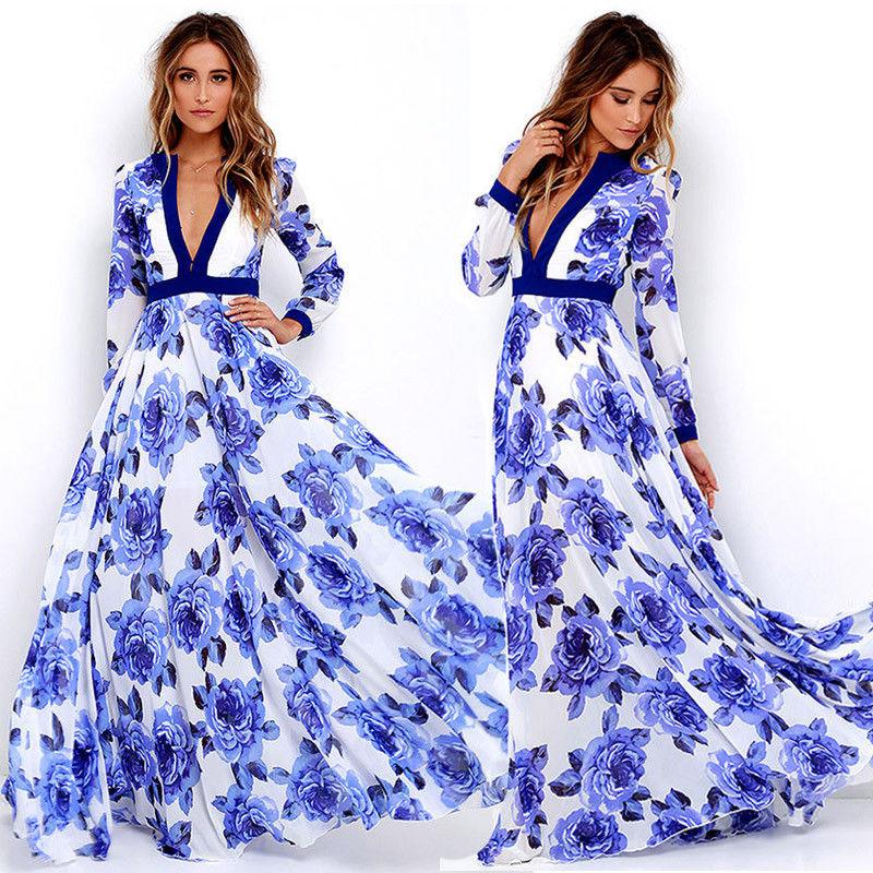 Best Women Blue long dress - Amazitshop
