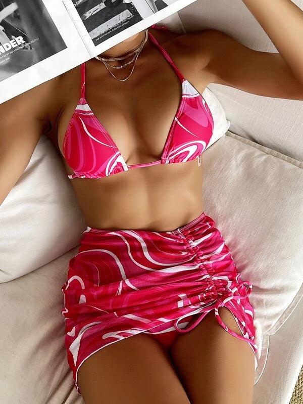 Bikini Split Swimwear Fashion Pattern Three - piece Set - Amazitshop