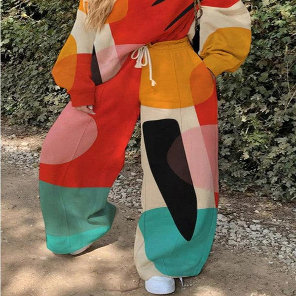 Casual Round Neck Loose Print Basic Women's - Amazitshop