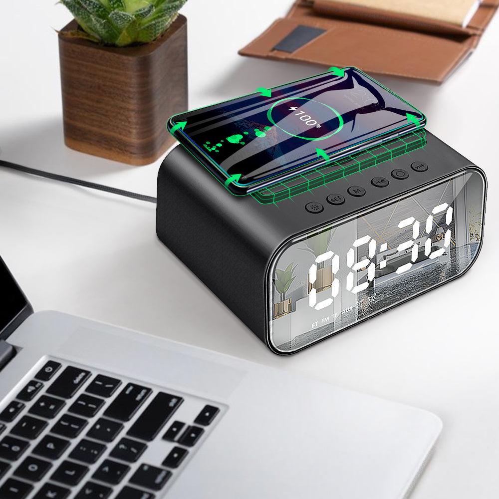 Charging Bluetooth Speaker Clock Led Alarm Clock Audio Wireless Charging Bluetooth Speaker - Amazitshop