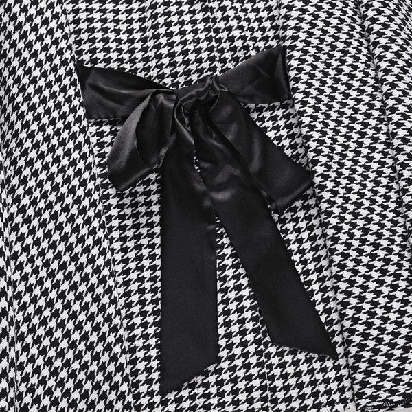 Coat Houndstooth Woolen Cloth Loose Tie Cloak - Amazitshop