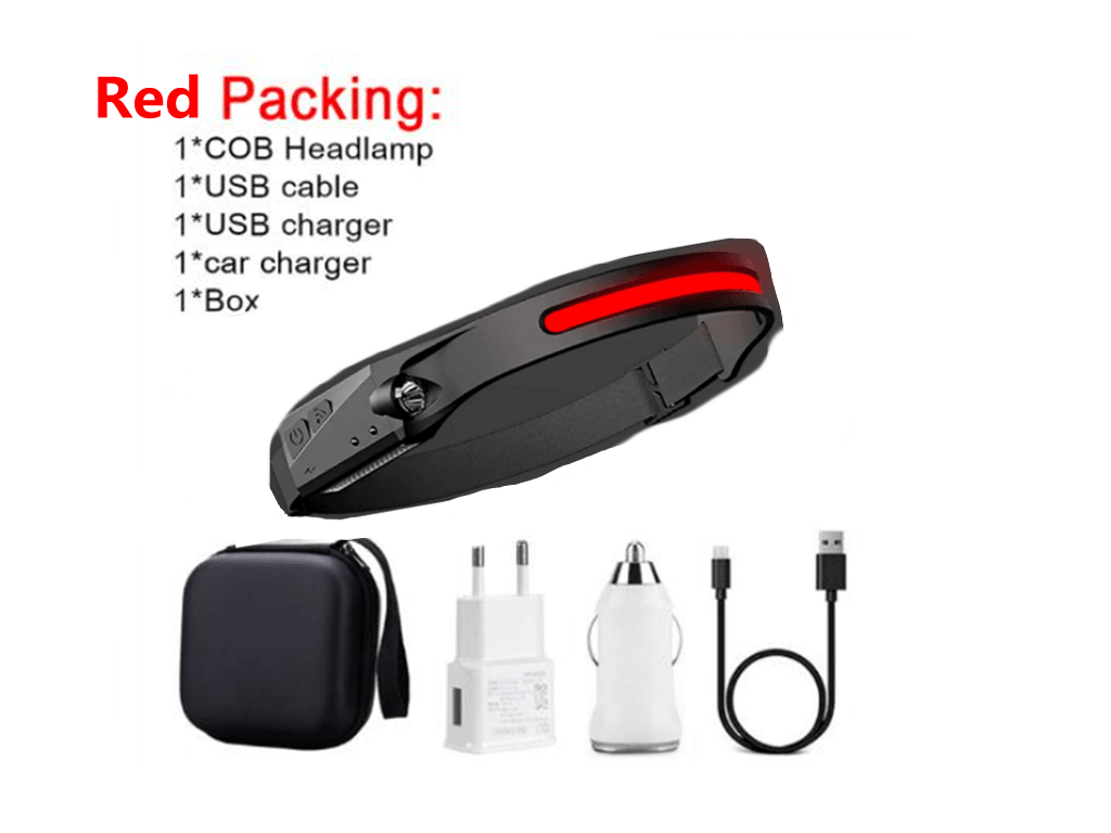 COB LED Induction Riding Headlamp Flashlight USB Rechargeable Waterproof Camping Headlight With All Perspectives Hunting Light - Amazitshop