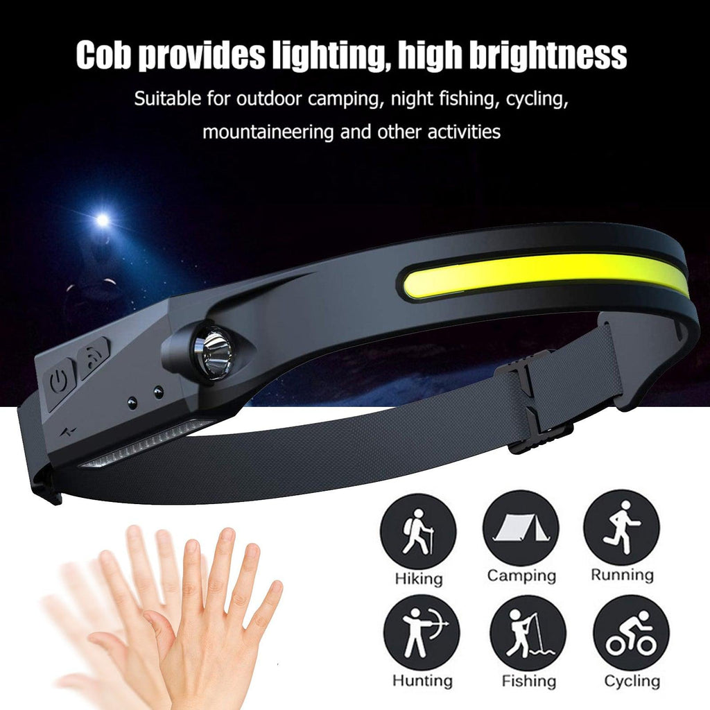 COB LED Induction Riding Headlamp Flashlight USB Rechargeable Waterproof Camping Headlight With All Perspectives Hunting Light - Amazitshop