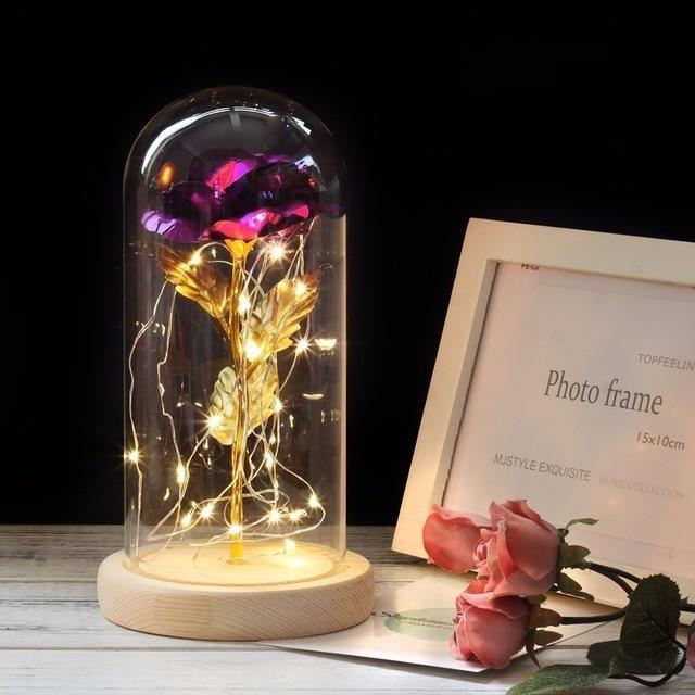 Enchanted Forever Rose Flower In Glass LED Light Christmas Decoration - Amazitshop