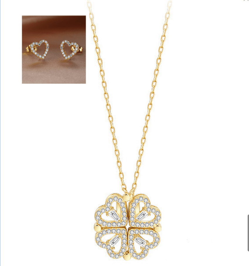 Explosive Style Detachable Deformed Four - leaf Clover Necklace For Women A Multi - wearing Zircon Small Love Short Clavicle Chain - Amazitshop