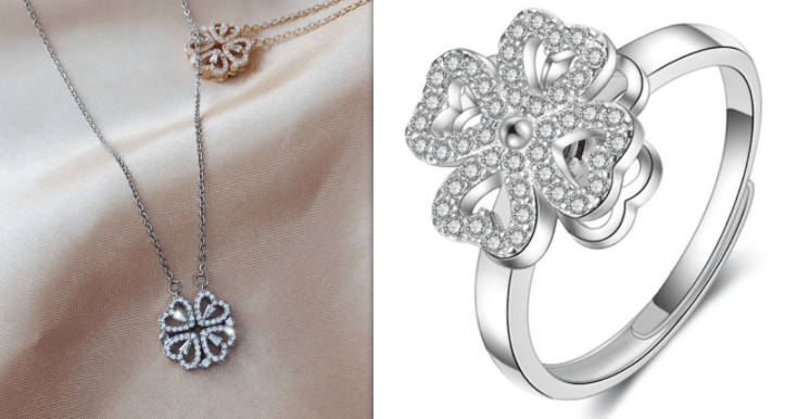 Explosive Style Detachable Deformed Four - leaf Clover Necklace For Women A Multi - wearing Zircon Small Love Short Clavicle Chain - Amazitshop