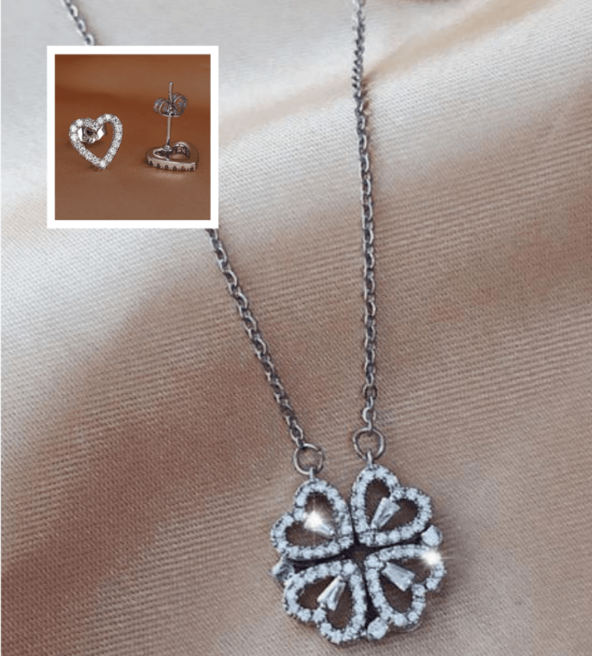 Explosive Style Detachable Deformed Four - leaf Clover Necklace For Women A Multi - wearing Zircon Small Love Short Clavicle Chain - Amazitshop