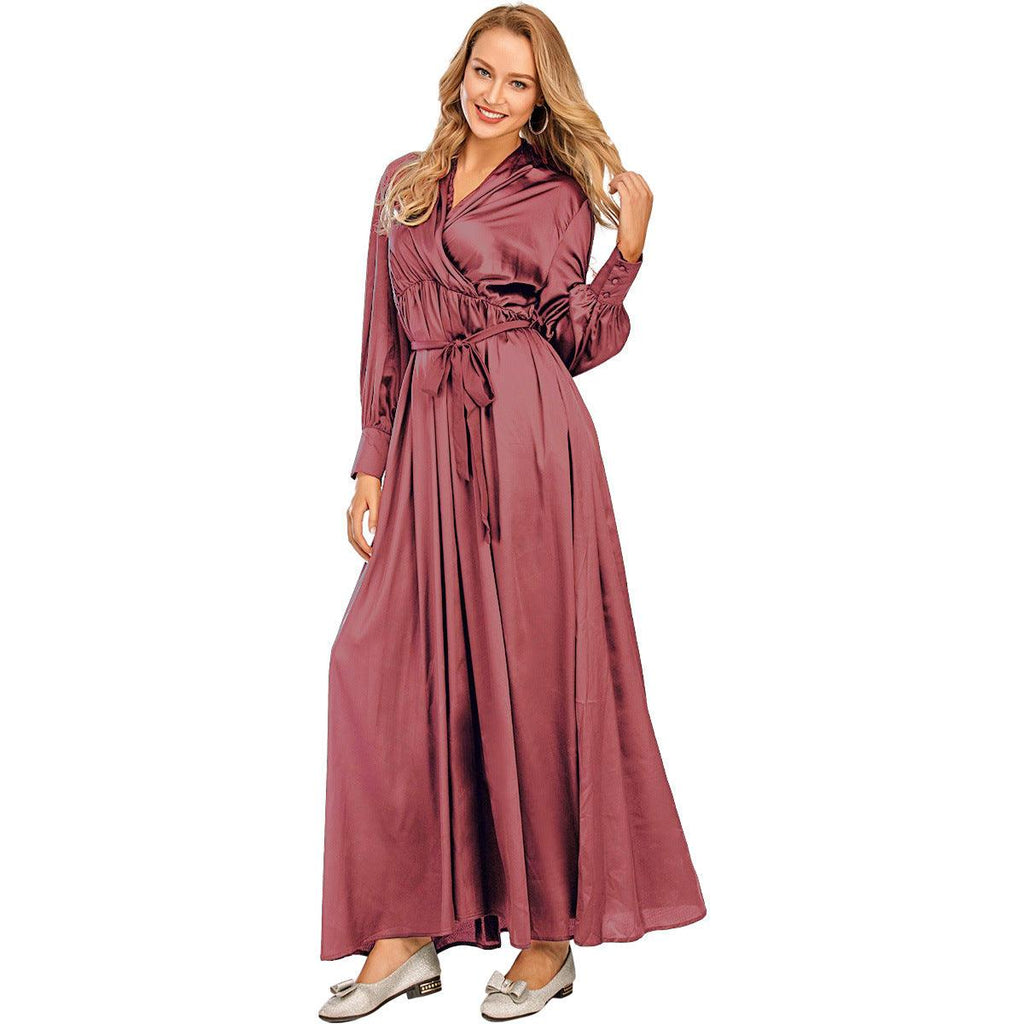 Fashion Women's Long Dress V - Neck Dubai Style - Amazitshop