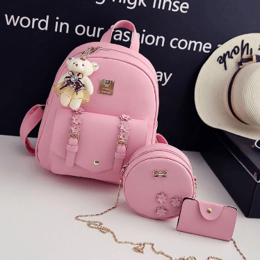 Fashionable 3 pcs Set Bag Women Leather Backpack Cute School Backpacks For Teenage Girls Female Shoulder Bag Flowers Purse - Amazitshop